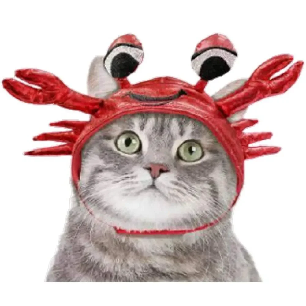 Hyde and EEK Boutique Cat Red Metallic Crab Hat & Orange Fish Taco Hat Costume